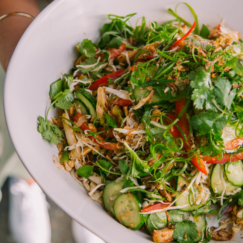 Vietnamese chicken salad with Tohu Sauvignon Blanc