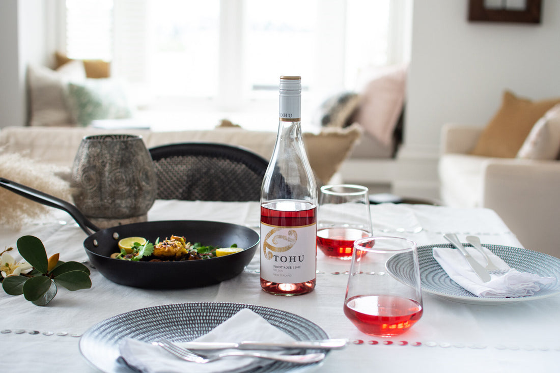 Turmeric &amp; Pepper Charred Chicken - paired with a Tohu Pinot Rosé
