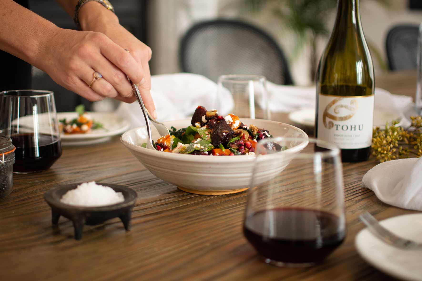 Winter Roasted Beets and Pumpkin with Feta - paired with a Pinot Noir