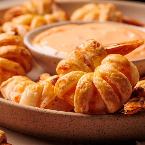 Puff Pastry Prawns, Bang Bang Sauce with Tohu Whenua Matua Albariño
