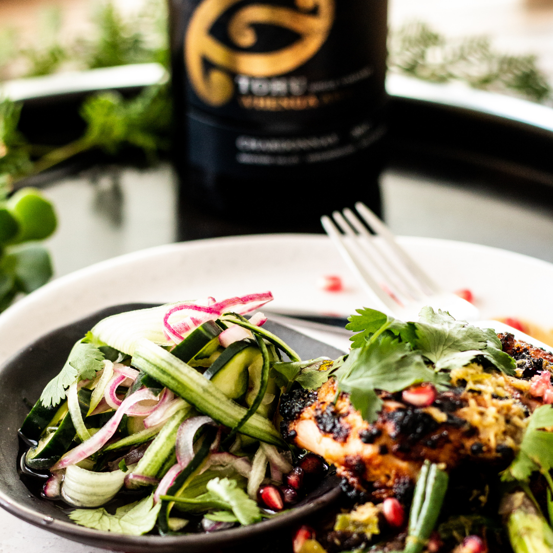 Chargrilled Chicken with Cucumber &amp; Red Onion Pickle  - Paired with Tohu Whenua Awa Chardonnay