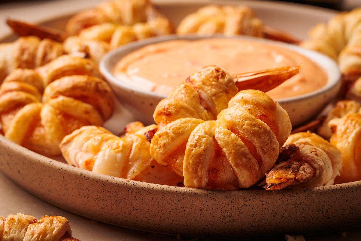 Puff Pastry Prawns, Bang Bang Sauce with Tohu Whenua Matua Albariño